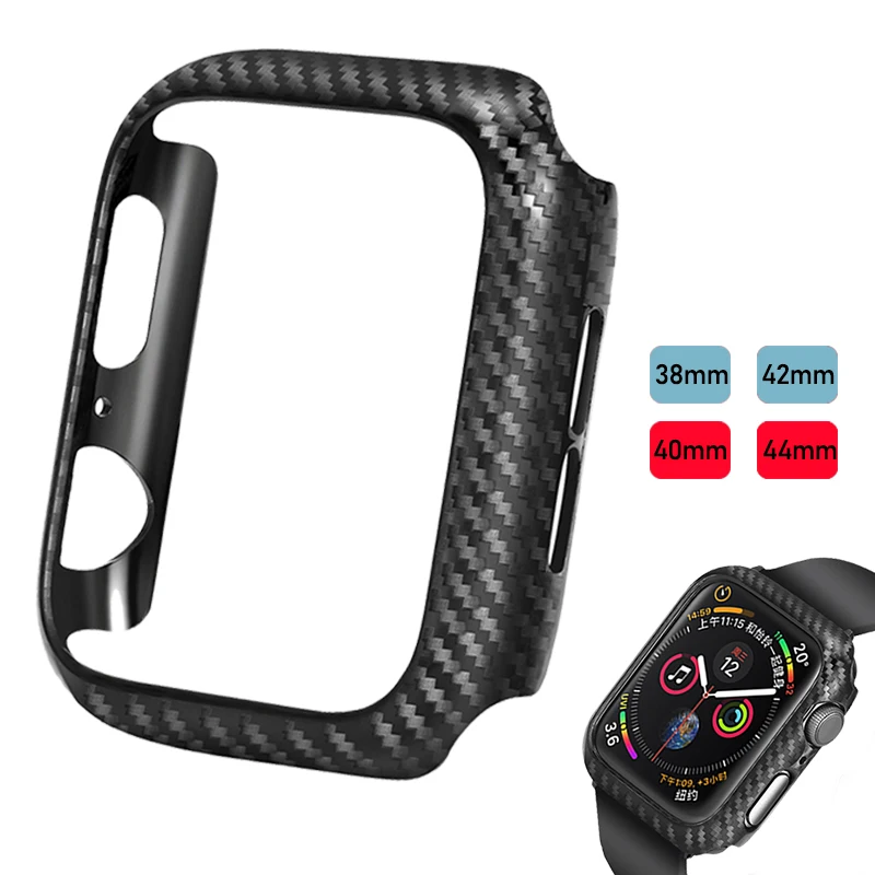Корпус из углеродного волокна Laforuta для Apple Watch 5 4 Крышка iWatch серии 3 Сверхтонкий