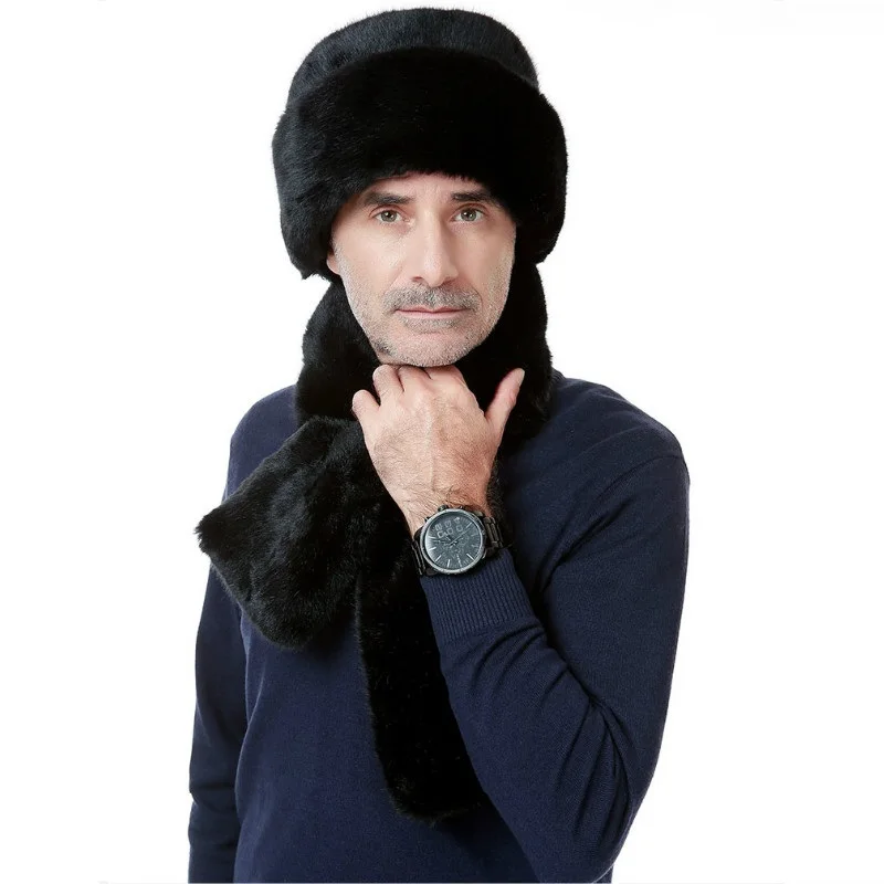 Мужская шапка marten с имитацией норки среднего возраста, мужская плоская шапка, Мужская зимняя утепленная шапка с Клаусом, B-0652