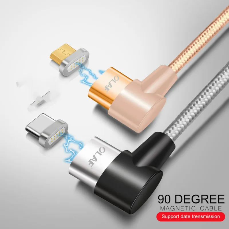90 градусов Micro USB TypeC L Line магнитные зарядные кабели для iphone XR XS Max samsung Galaxy Note9