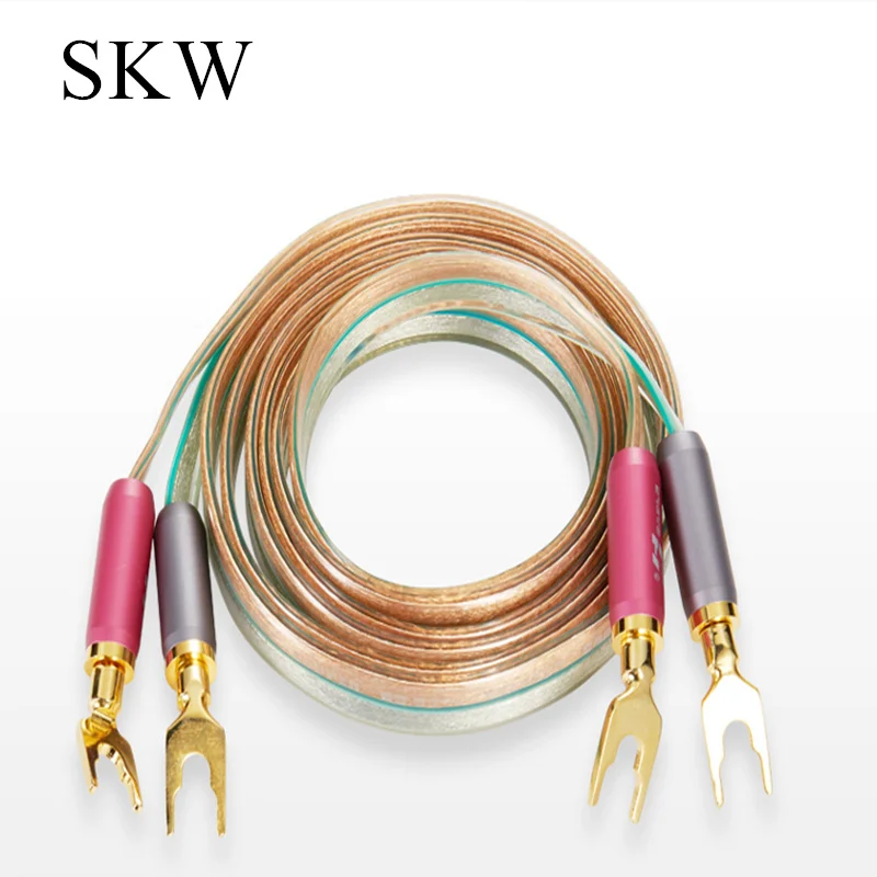 SKW HIFI аудио кабель с Spade teminals 24 K позолоченный для Amplifie домашний кинотеатр колонки