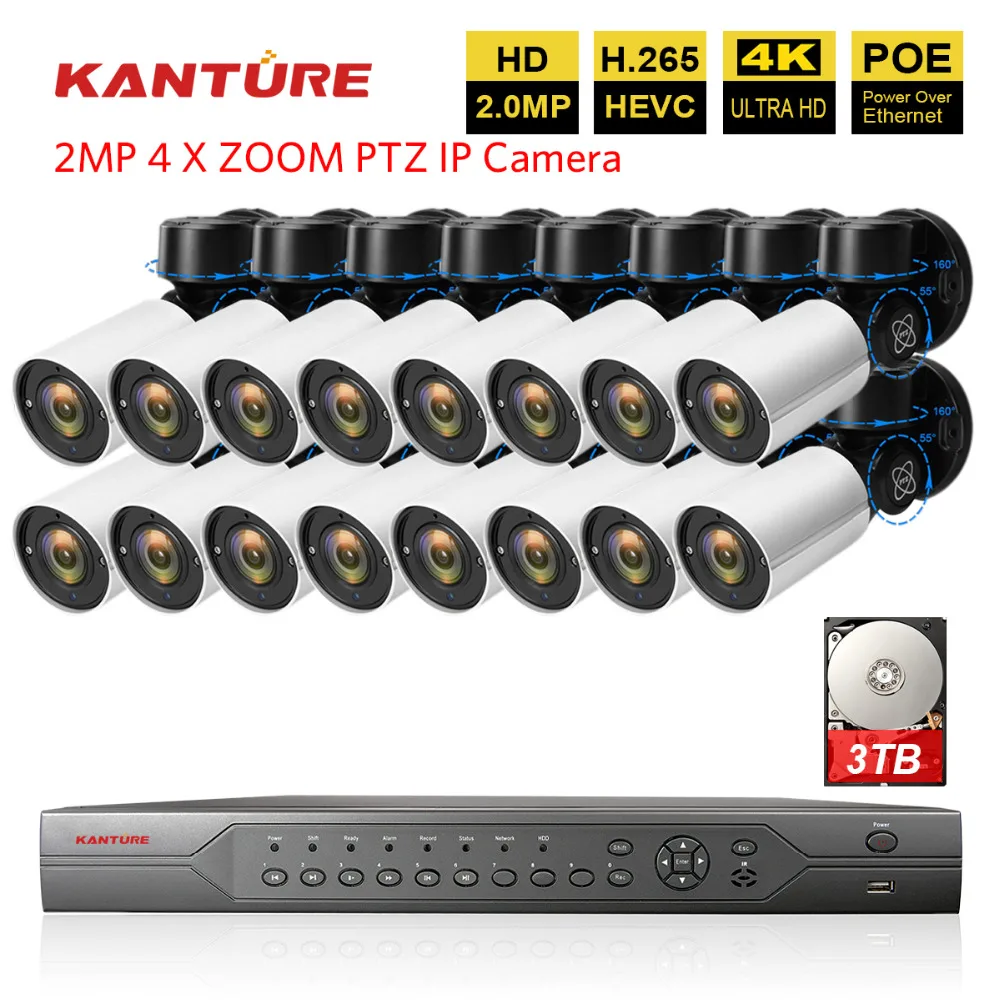 H.265 16CH 5MP POE система NVR 16 шт. 1080 P 2MP 4 XOptical Zoom Безопасность Открытый День Ночь ip камеры