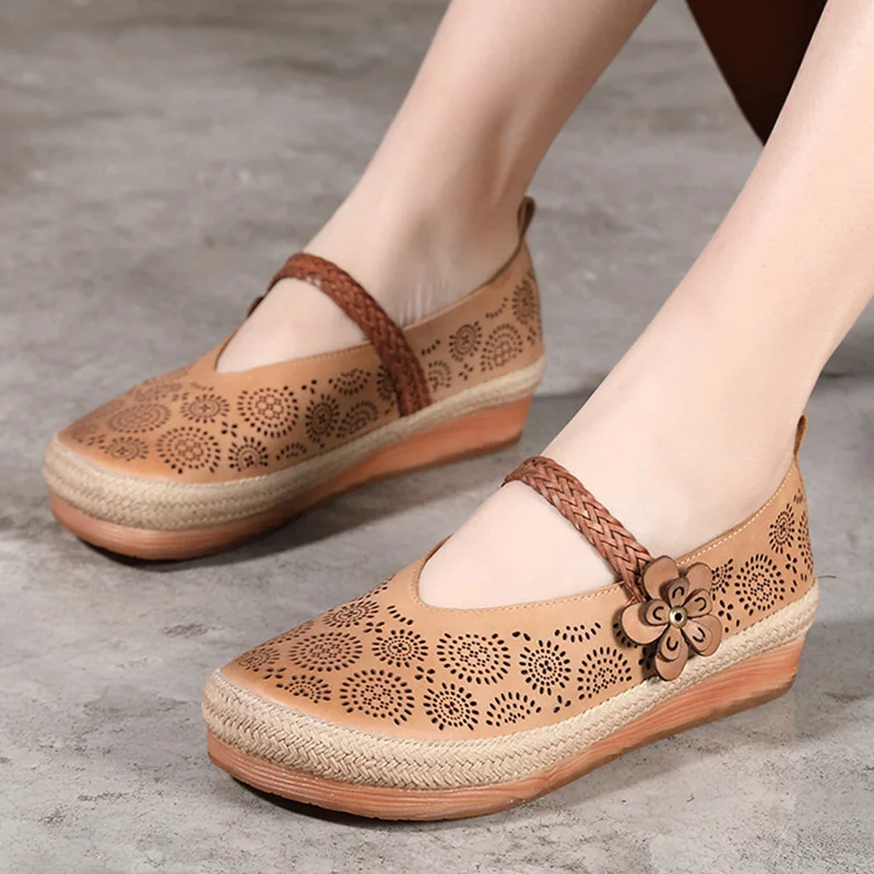 Женские туфли в этническом стиле VALLU винтажные ручной работы на плоской подошве с