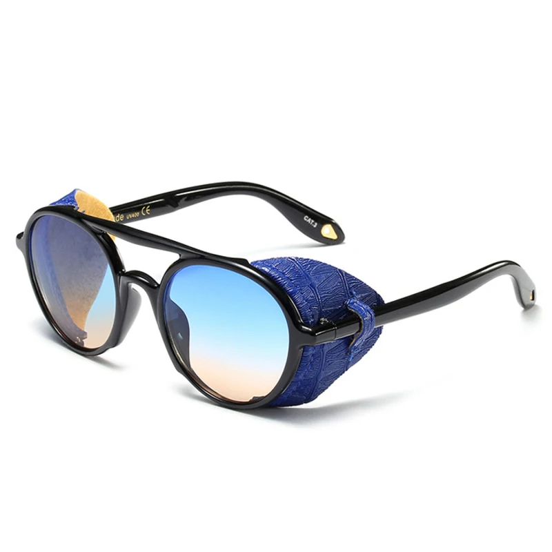 RFOLVE Round Punk Sunglasses Women Men Luxury Brand Vintage Sun Glasses Leather Decoration Frame UV Goggles Ladies Shades RF3 | Аксессуары
