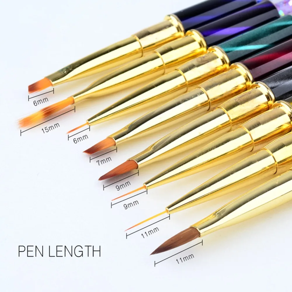 1 шт. Стразы кошачий глаз акриловая ручка дизайн ногтей с кисточкой Рисование