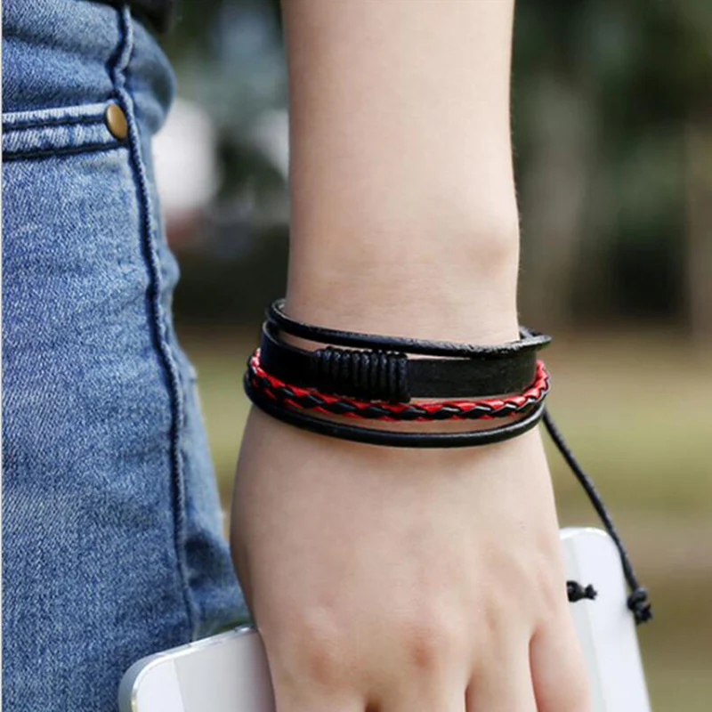 1 предмет Новинка Мужские регулируемые четыре слоя плетеные Многослойные