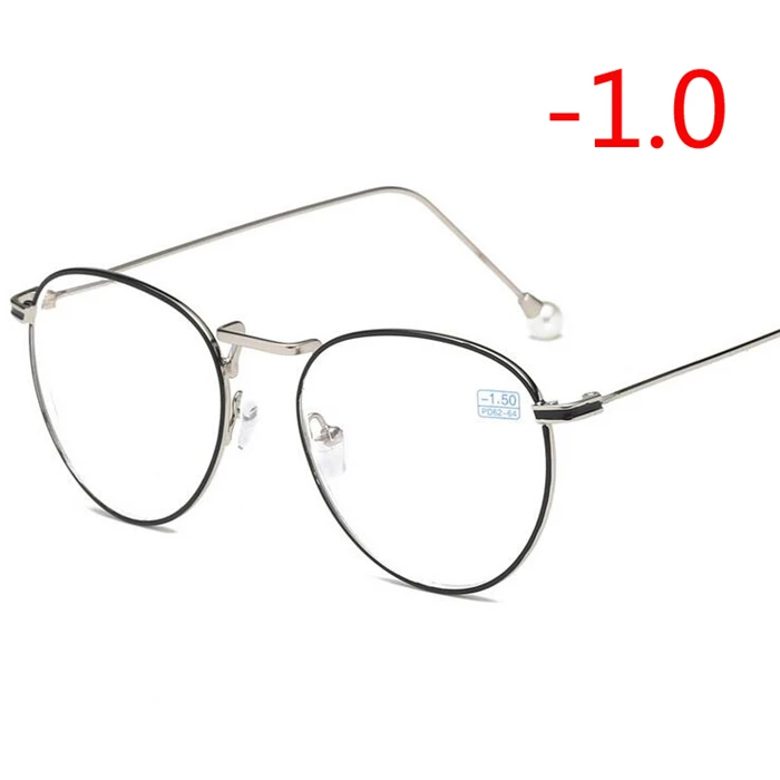 Myopia 100 1,0-1,5-2,0-2,5-3,0-3,5 до-6,0 очки по рецепту для женщин модные круглые оправы готовые близорукость очки дамы - Цвет оправы: Myopia 100