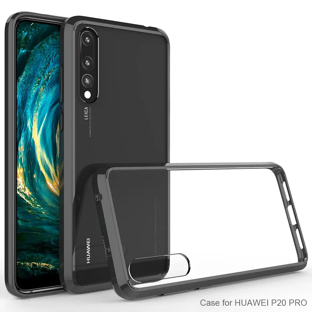 Гибридный противоударный чехол для Huawei P20 Pro гибкий ТПУ + Кристальный акриловый