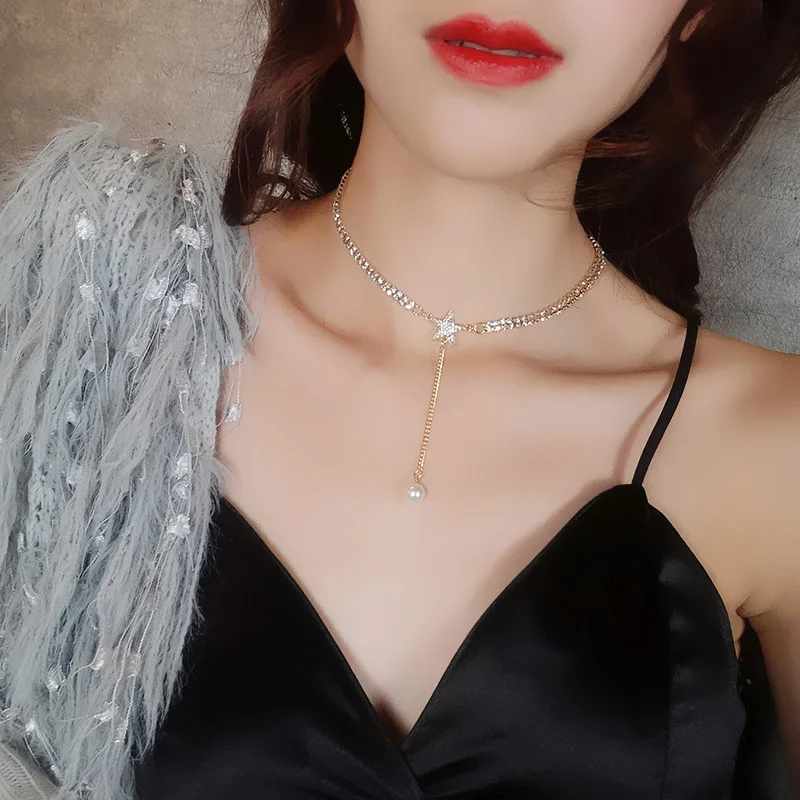 2019 г. Лидер продаж Кристалл Rhinestone колье звезда ключицы цепи Цепочки и ожерелья