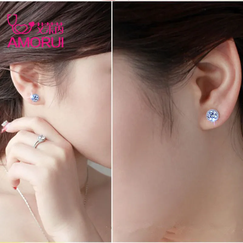 AMORUI с серебряным покрытием 4 зубцами круглой бриллиантовой огранки Сона 1 карат