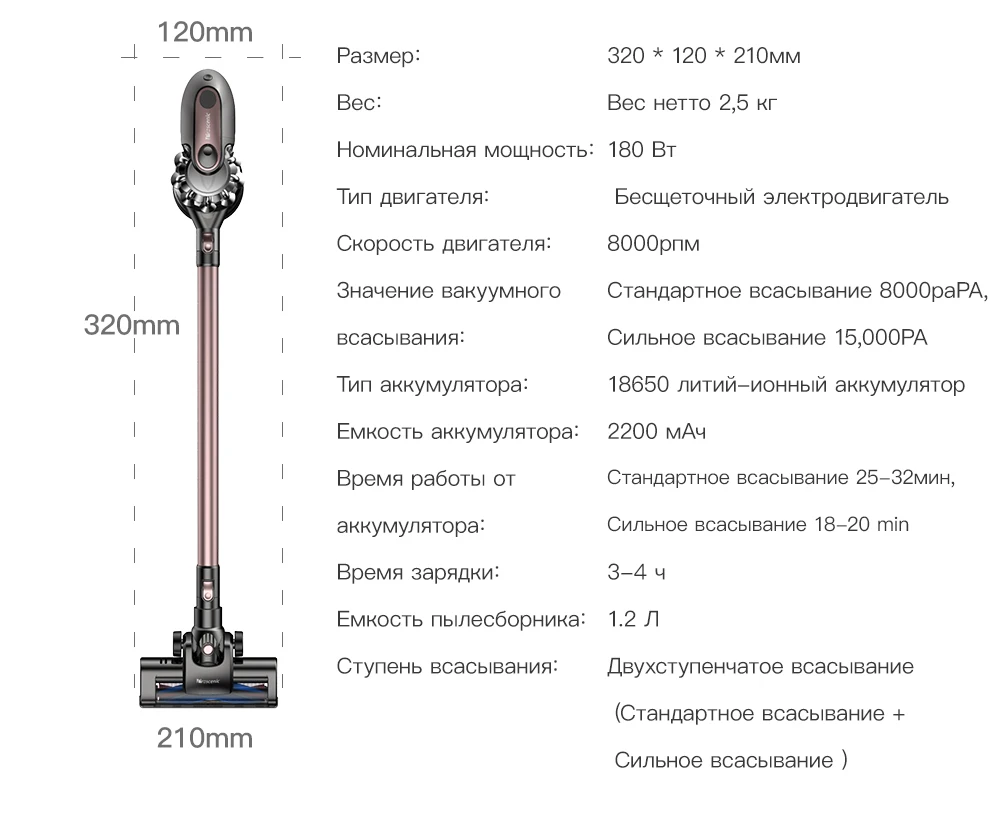 Proscenic p8 Plus, беспроводной пылесос 15000 Pa, мощный, без мешка, ручной пылесос