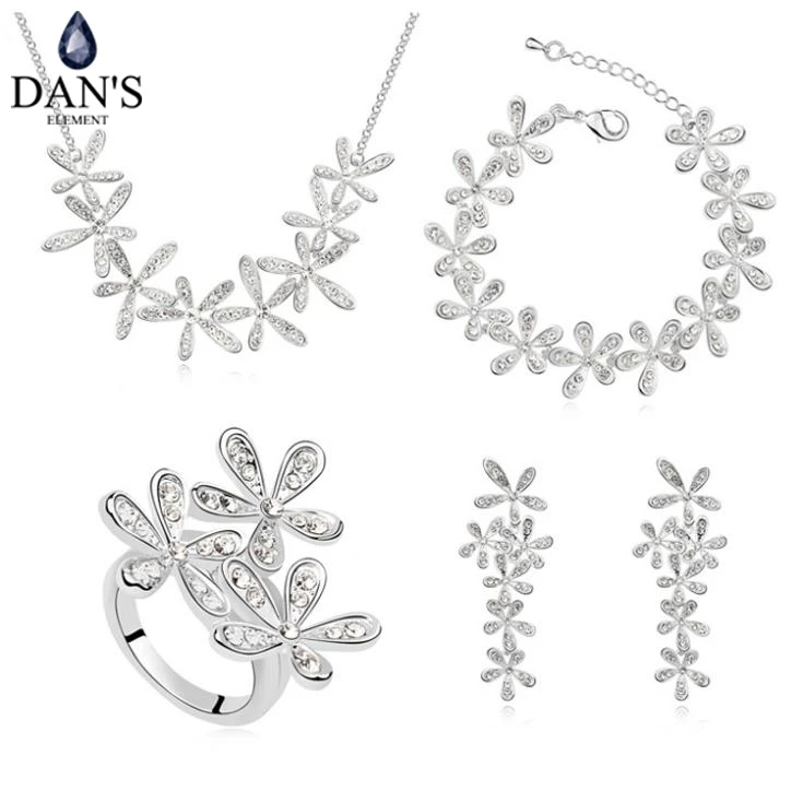 

DAN'S New Fashion Made with Real Austrian Crystals Sales Necklace Earrings jewelry set for women Valentine's Gift
