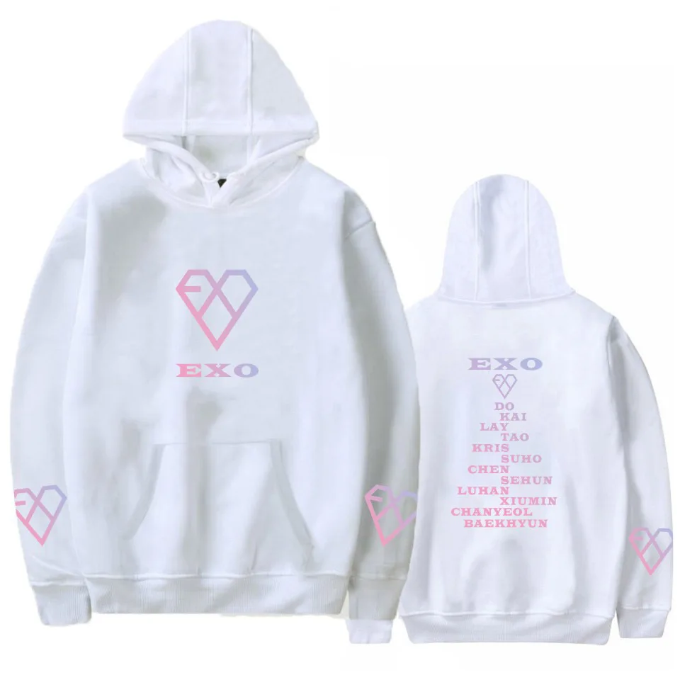 Kpop EXO Толстовка Женская Корейская хип-хоп пуловеры осенние толстовки с капюшоном уличная Harajuku женская одежда для фанатов