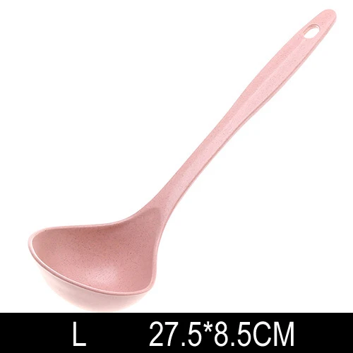 Pink L Tofok пшеничная соломенная большая суповая ложка с длинной ручкой стебель Совок Ложка для риса обеденная ложка подвесные столовые приборы кухонные принадлежности - Цвет: Pink L