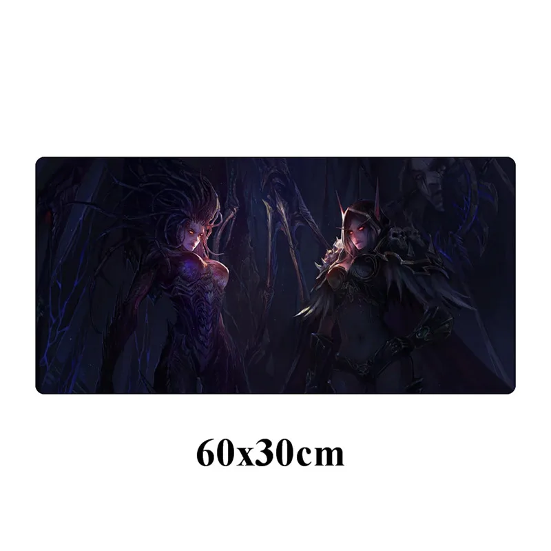 Фиолетовый World of Warcraft Mousepad Large 60X30cm Gamer Sexy Girl Sylvanas Gaming Mouse pad Locking Edge Laptop Rubber Notebook Desk Mat - Цвет: Фиолетовый