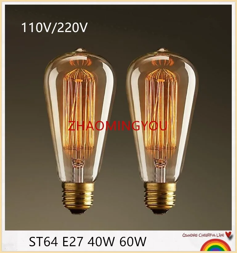 Винтажная лампа Эдисона ST64 E27 40 Вт 60 светодиодная Lumiere 110 В 220 энергосберегающие