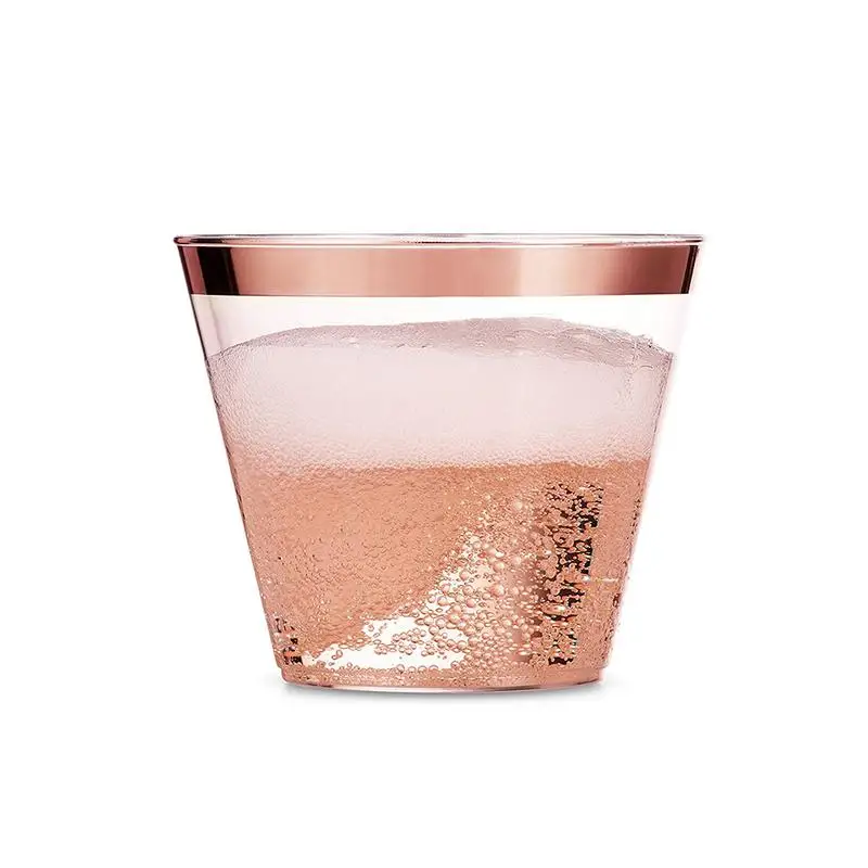 6PCS9OZ(270 мл) бокал для вина, жесткий пластик, авиационная чашка, чашка для сока, Tiramisu, чашка для мороженого, может быть оптом - Цвет: Rose Gold