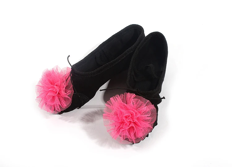 Украшенные цветами парусиновые женские балетки с раздельной подошвой на мягкой