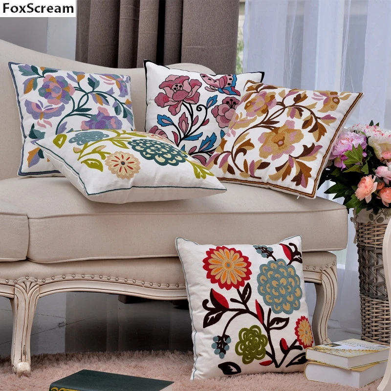Цветочные подушки с вышивкой декоративные цветочные Наволочки домашний декор