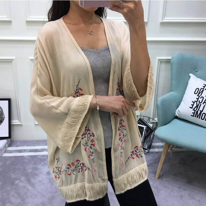 Винтажные вышитые цветы весенние пальто женские 4 цвета летние кардиганы которые