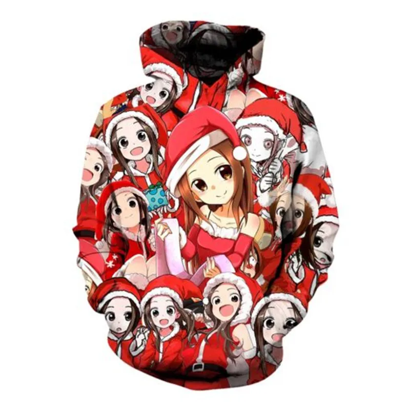 Забавные крутые Аниме толстовки Рождественский комикс каракай Jouzu No Takagi san Harajuku