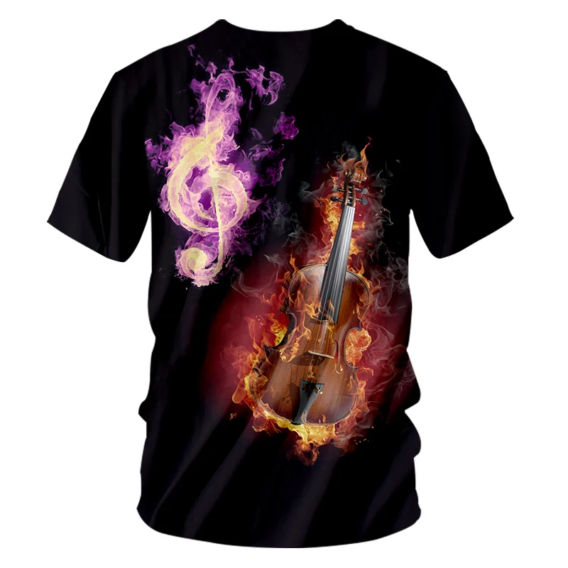 Мужская футболка UJWI фиолетовая с треугольным вырезом и принтом в 3D|Мужские