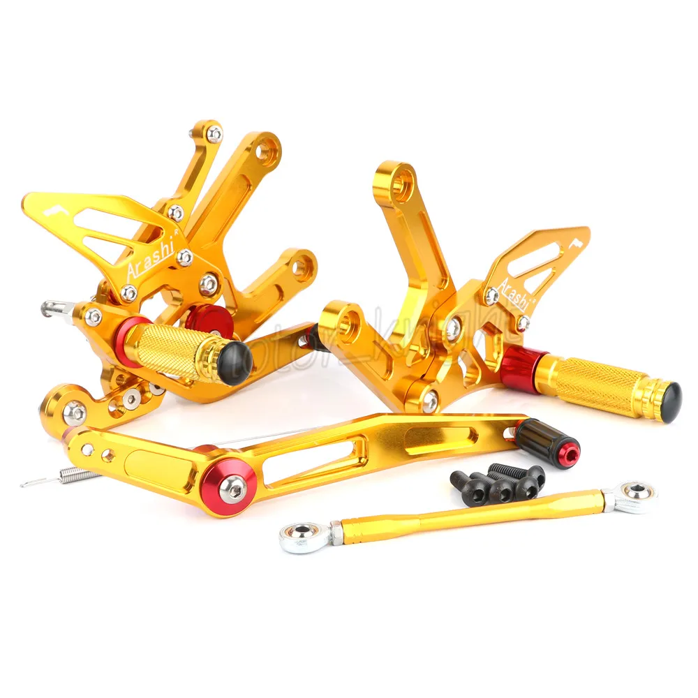 gold Arashi CNC регулируемые Rider задние наборы Rearset Подножка для ног колышки для Yamaha YZF R6 - Цвет: gold