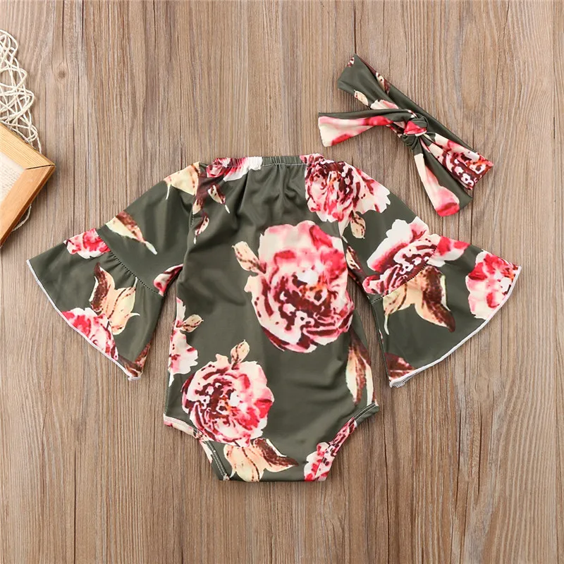 2 шт. детское хлопковое боди с длинным рукавом и цветочным принтом|baby girl clothes|newborn