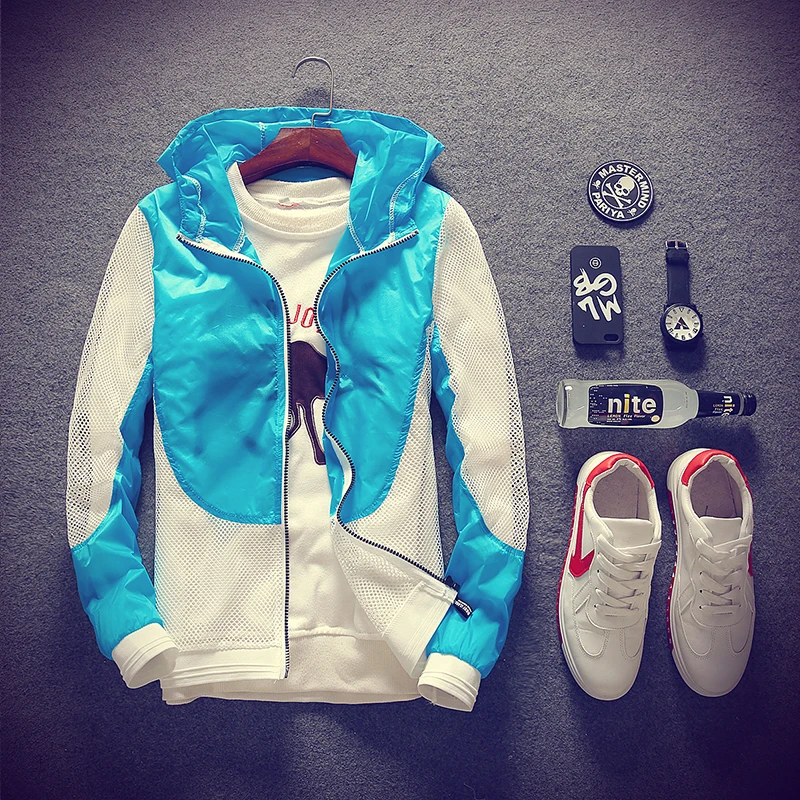 Модные лоскутные куртки в сеточку мужские летние открытый прозрачный с