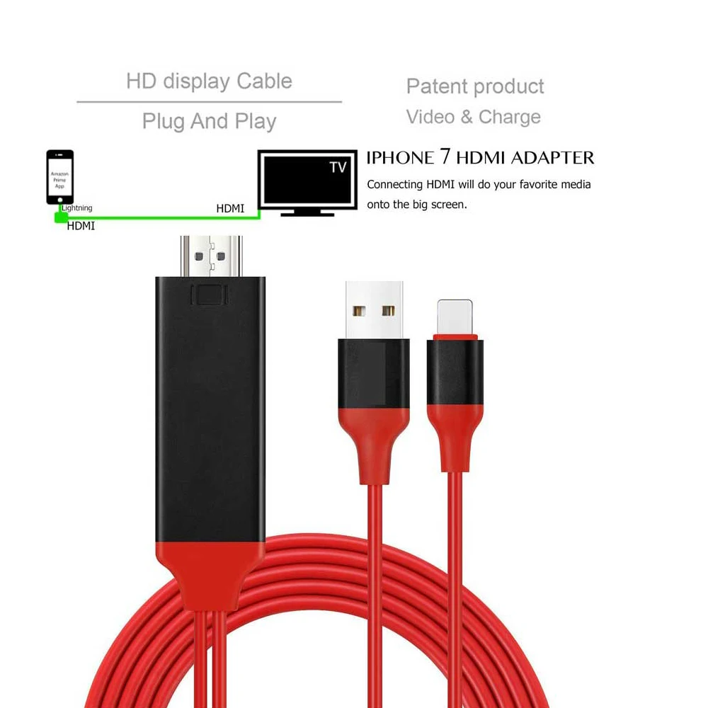 HDMI кабель FORNORM 1080P с Lightning на HD TV адаптер для телевизора USB iPhone5 5S 6 Plus 6S 7 8Plus|hdmi cable|cable