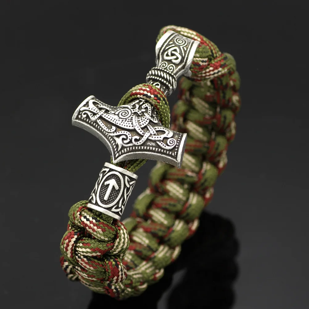 Viking Камуфляж Военный Тор молот Мьёльнир Паракорд рун амулет с узелком