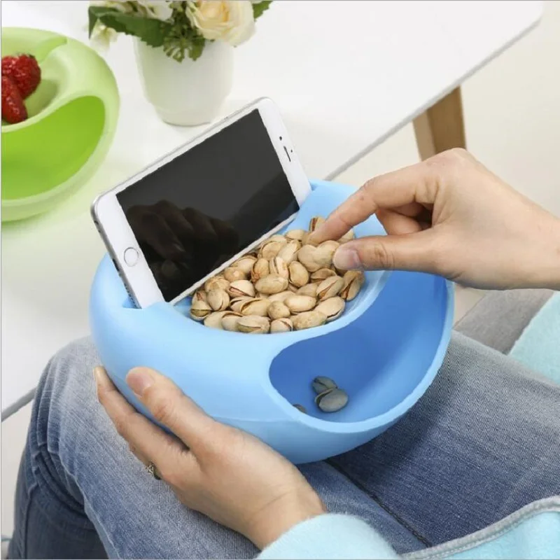 1PC New Multifunctional Plastic Double Layer Dry Fruit Containers Snacks Seeds Storage Box Garbage Holder Plate Dish Organizer | Дом и сад