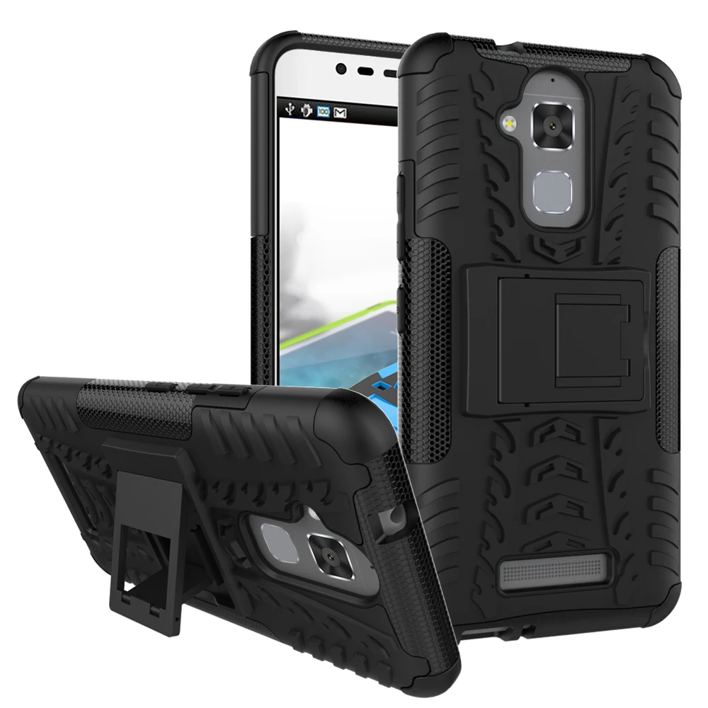 Для Asus Zenfone 3 Макс ZC520TL ТПУ &amp PC Dual Броня Капа с Подставкой Жесткий Силиконовый