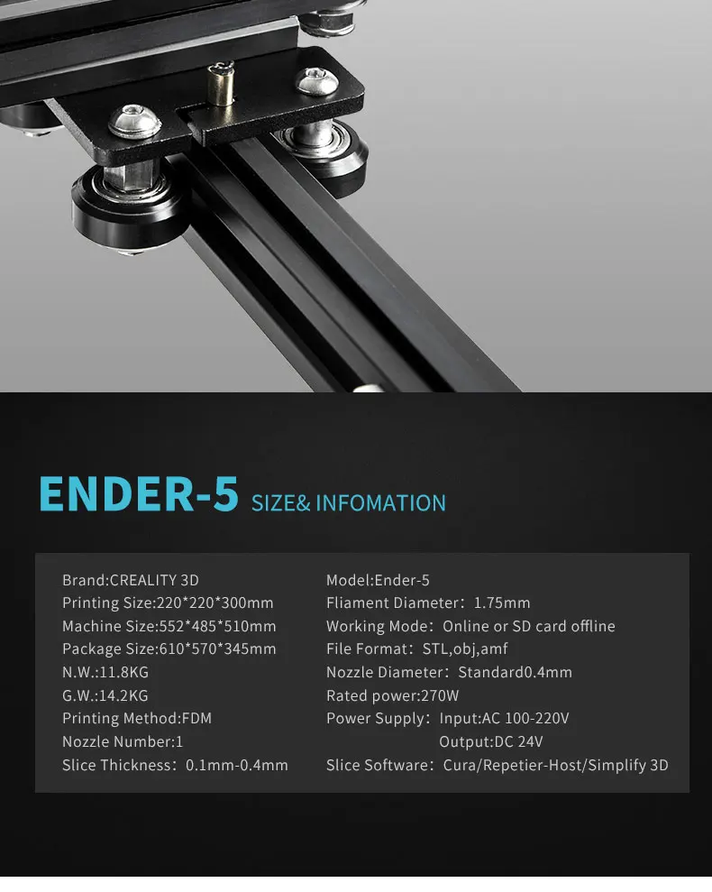 Creality Ender 5 3d принтер наборы MK10 экструзионный механизм простой выравнивание