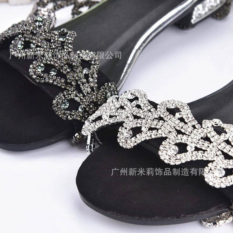 2yards Silver Gun Grey Rhinestone Chain Ribbon Crystal Lace Trim Sew On Garment Bags Shoes Wedding Dress Applique Accessories | Дом и сад