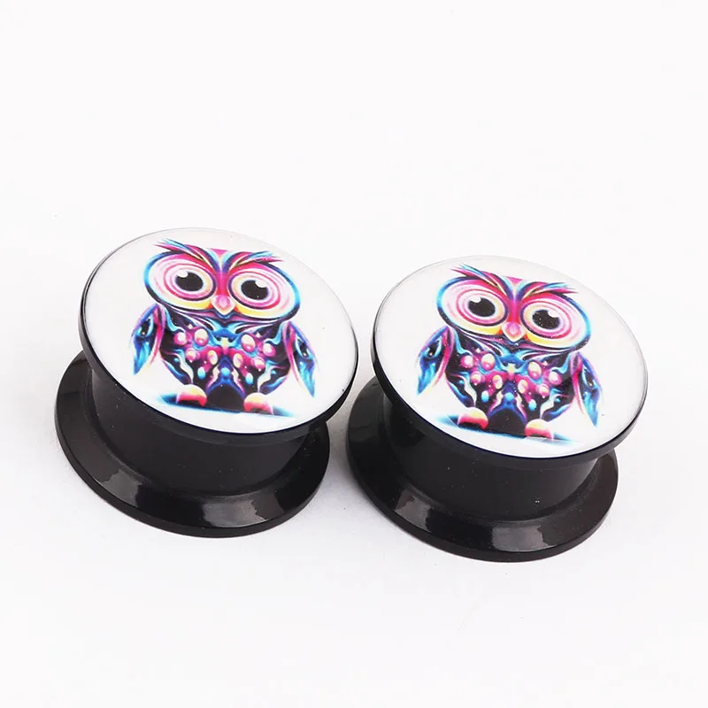 Набор из 2 предметов черные акриловые затычки для ушей с логотипом в виде совы|body