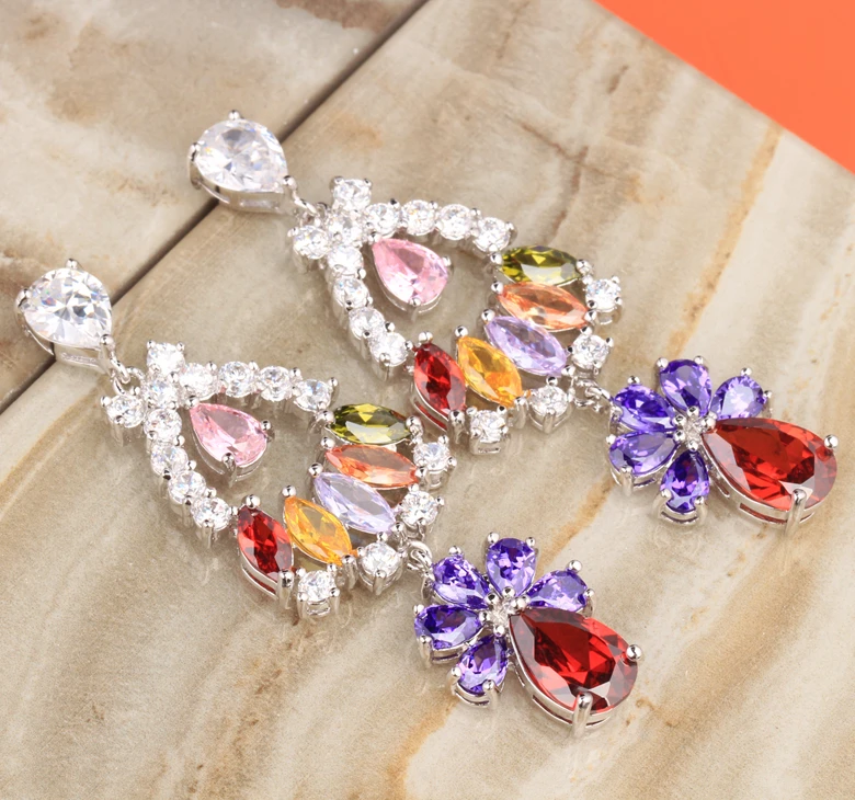 Галантный Многоцветный Morganite стерлингового серебра 925 Модные украшения для Для