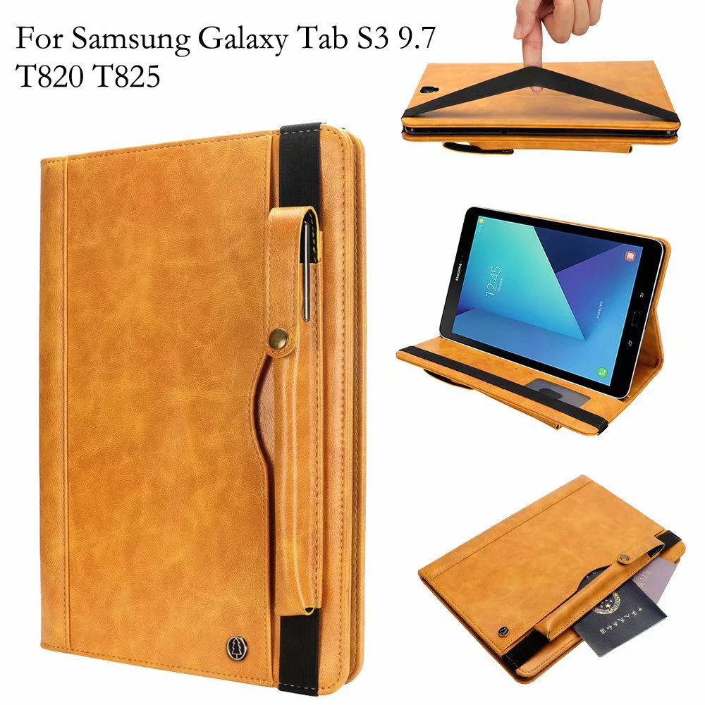 Для Samsung Galaxy Tab S3 9 7 дюймов флип кейс T820 T825 чехол Ретро Бизнес планшет кожаный