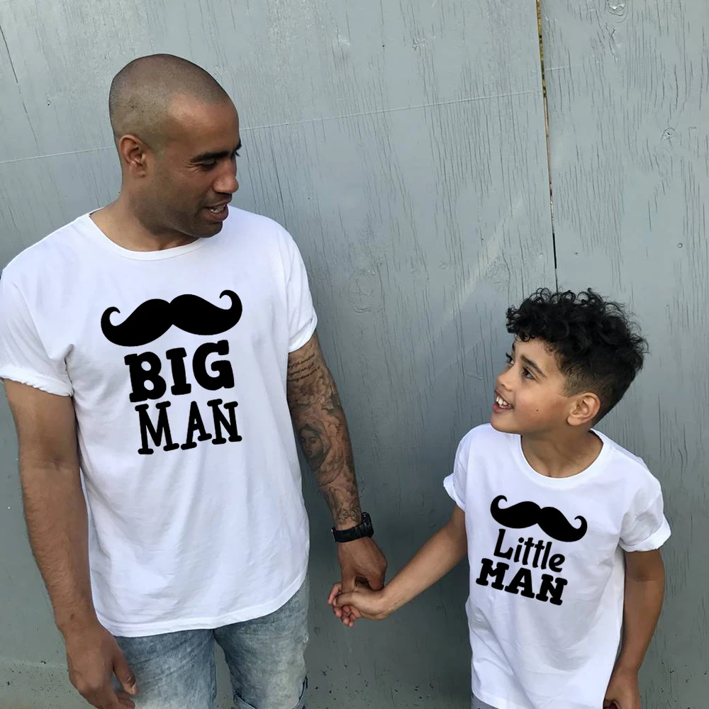 

1pcs Big Man Little Man Father & Baby T-Shirt Clothes White T Shirt Summer Tops Short Sleeve Family Look Matching Family Outfits