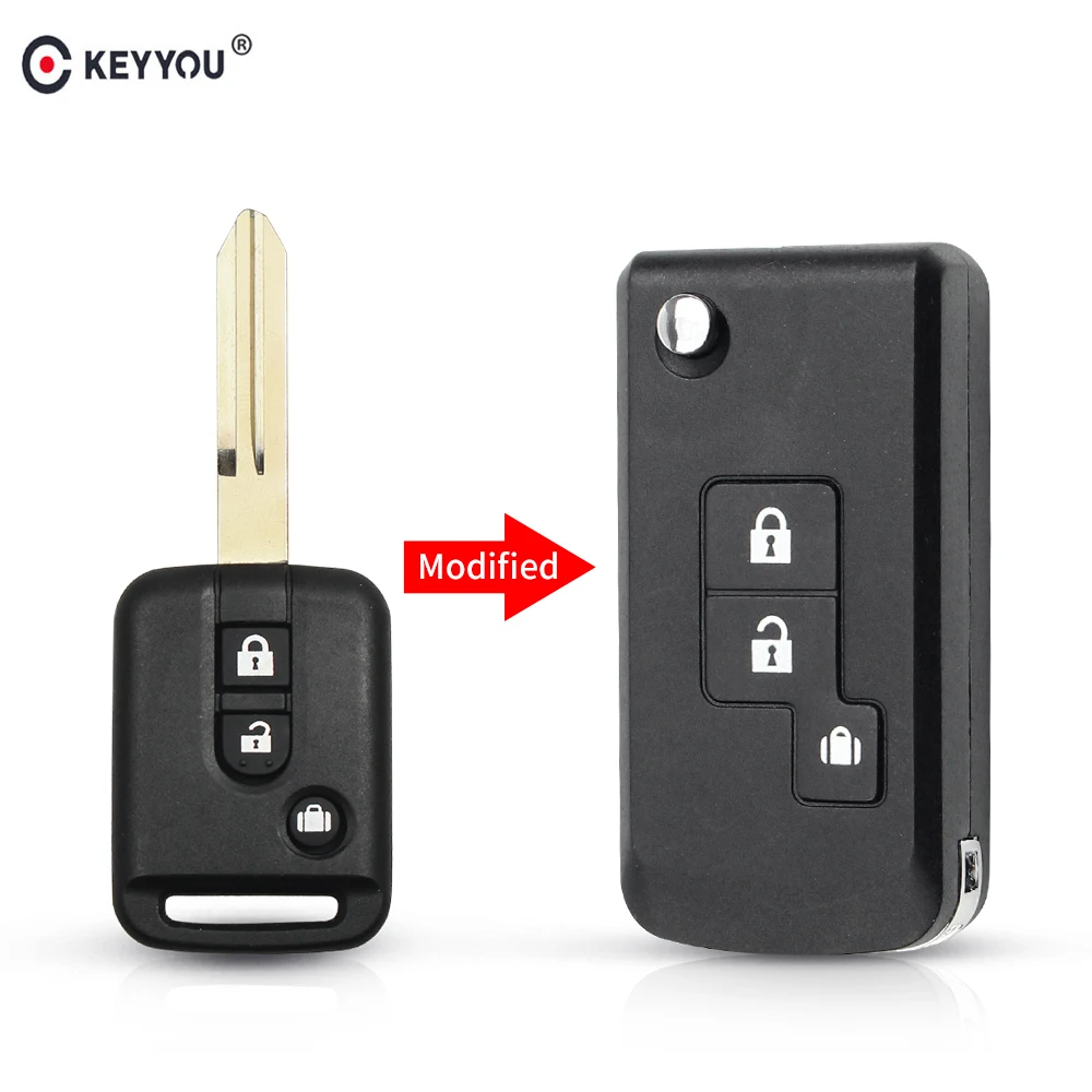 

KEYYOU Replacement 2/3 Buttons Flip Car Remote Key Fob Shell Case For Nissan Qashqai 350Z Pathfinder X-trail Navara Micra Almera