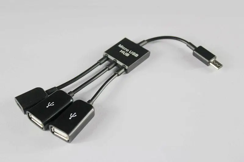 5Pin Micro B Male 2 портовый USB A Женский OTG Хост хаб разветвитель кабель для синхронизации