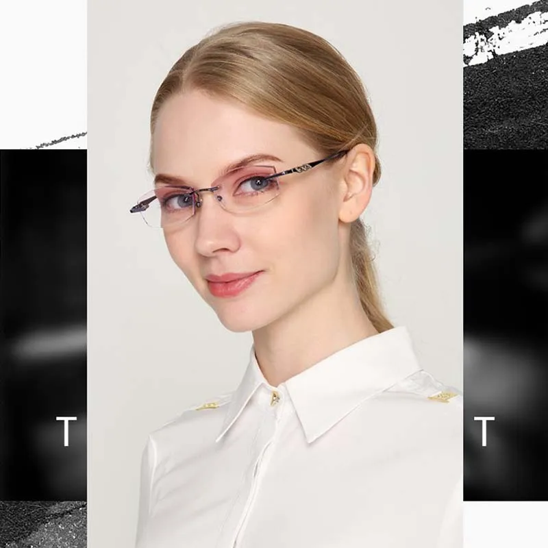 Высококачественные женские очки для чтения без оправы Модные металлические с