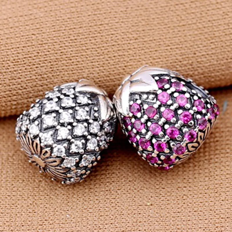 

100% 925 Sterling Silver Sparkling Pineapple Charm Beads Fit Original Pandora Bracelet Pendant Authentic Jewelry