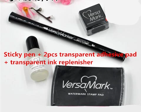 4PCS SET Япония Tsukineko VMS 001002003 пигментная чернильная подушечка, Прозрачный водяной знак, маркер, ручка, порошок для тиснения, отпечатанные чернила, ручка - Цвет: 4PCS SET