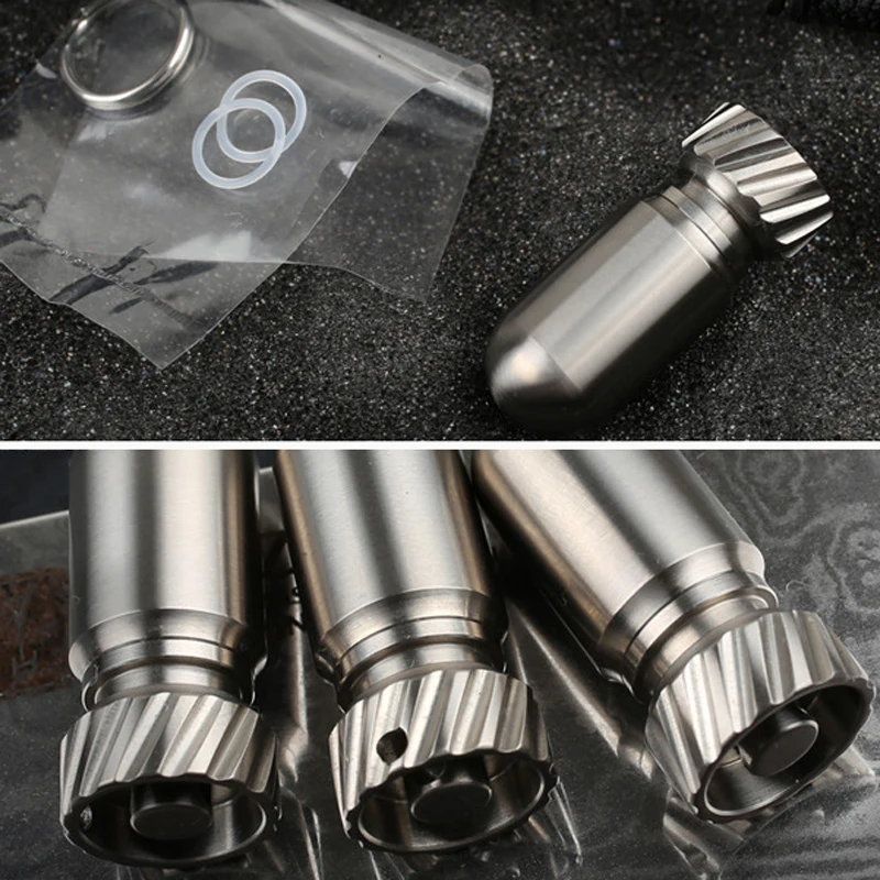 Титан сплав Водонепроницаемый канистра медицины уплотнение бутылка капсулы Mini EDC бутылка на открытом воздухе, инструмент для кемпинга, без магнитной светильник Вес