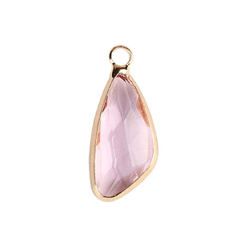 Pink 12 шт./лот, 12*19 мм, стеклянная подвеска в форме серпа, медная оплетка, 12 цветов, подвески, подвеска для DIY, ювелирные аксессуары - Цвет: Pink