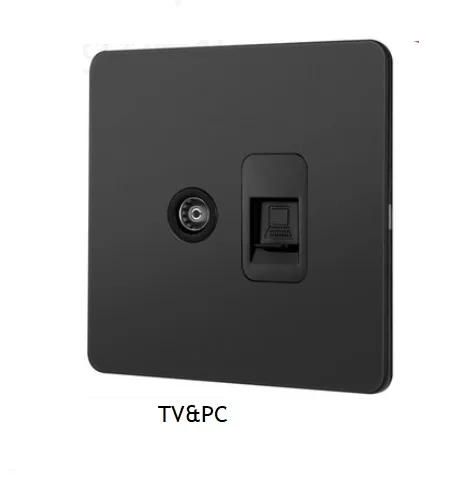 TV AND PC 304 нержавеющая сталь матовый черный лак панель настенный тумблер латунь ручка 86 мм Ретро Винтаж телефон вентилятор Интернет ТВ винт - Цвет: TV AND PC
