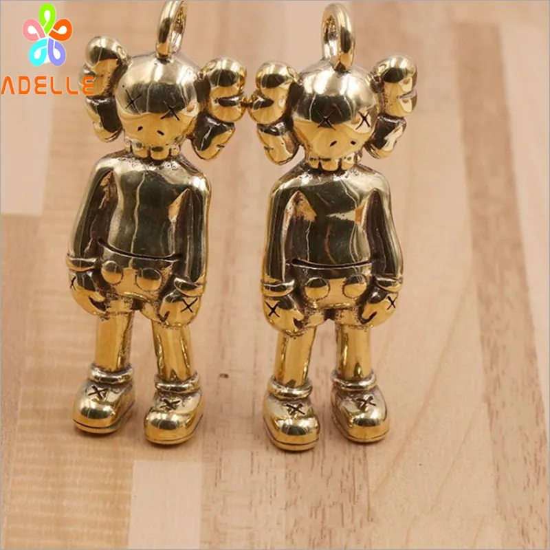 Твердый латунный винтажный компаньон BEARBRICK набор на кольце для ключей Автомобильный аксессуар DIY Jelwery кулон подарок Поиск