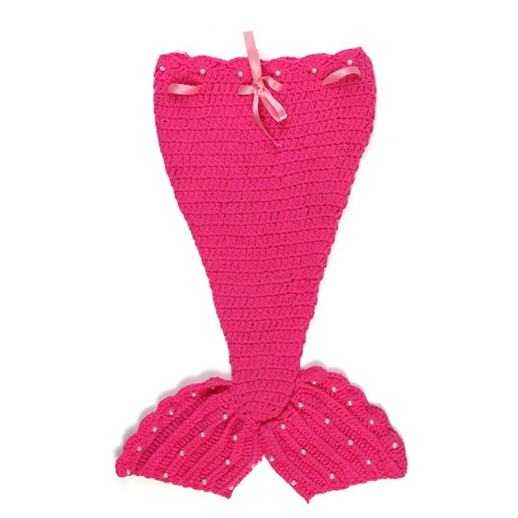 Вязаный костюм русалки для новорожденных красный и ярко-розовый 1 комплект MZS-14113 |