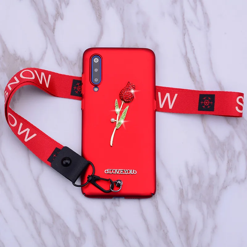 3D шнурок с изображением розы чехол для телефона Xiaomi MI 9 SE Pocophone F1 A1 A2 8 lite MIX 2S MAX 3 2 6 5S