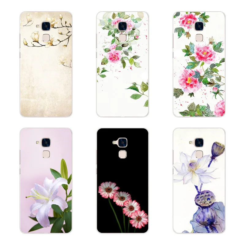 huawei honor 7 lite Case Silicon flowers Painting Soft TPU Back Cover for Protect Phone cases shell |